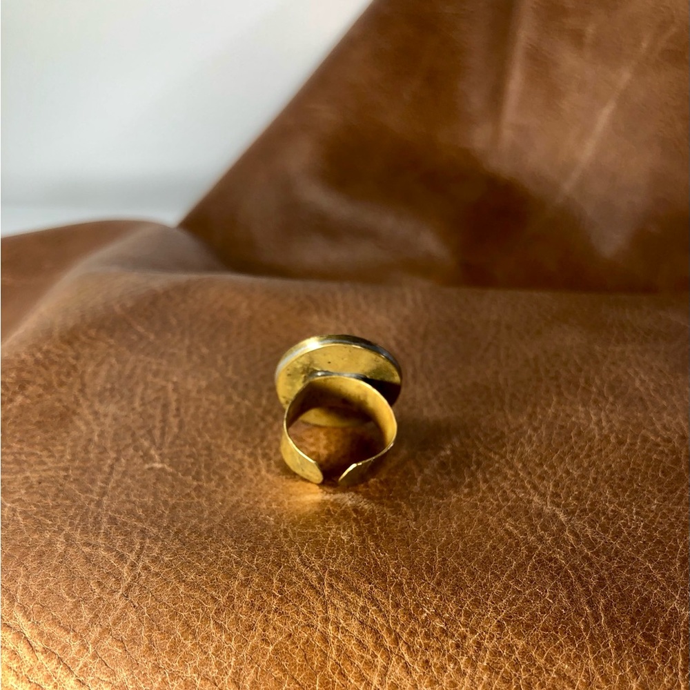 💝VTG MENS MCM BRUTALISTS RAFAEL BRASS RING  ADJUSTABLE 1960-1970 CANADA unisex - Picture 3 of 12